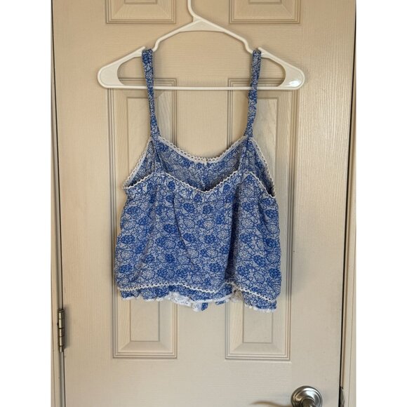 FREE PEOPLE SWEET CAROLINE TOP Floral Print Blue White Sleeveless Medium /o1 - Picture 3 of 5
